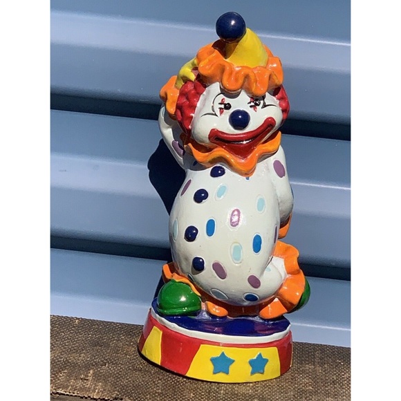 Vintage Clown Piggy Bank Collectible Colorful Display Decor Strange GRUNGE - Picture 11 of 11